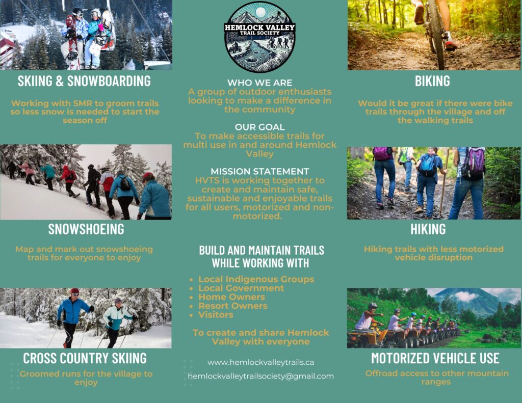 Hemlock Valley Trail Society brochure — page 1