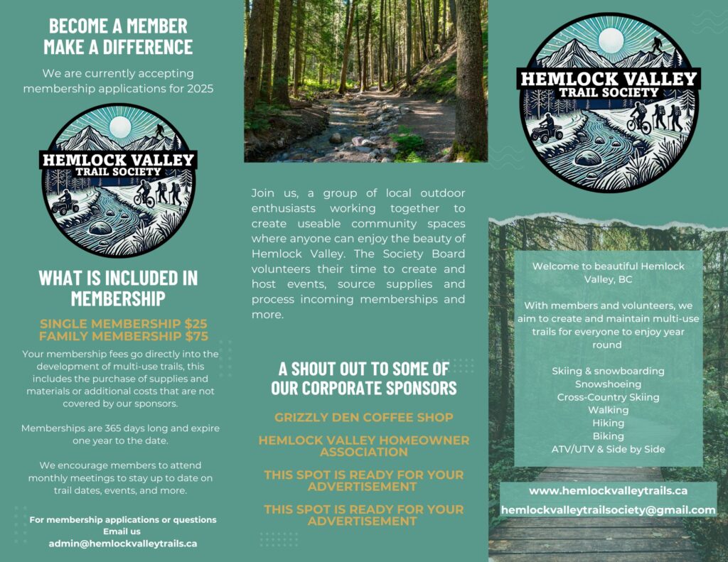 Hemlock Valley Trail Society brochure — page 2